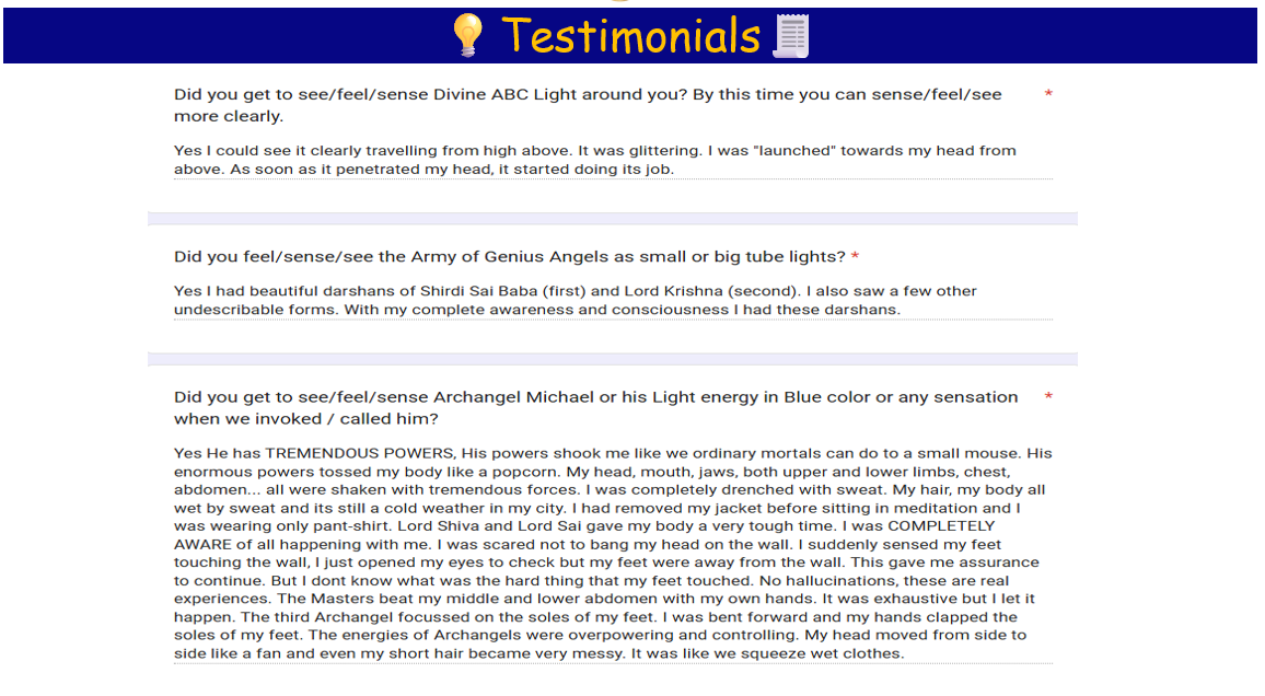 Participant testimonial about experiencing Archangel Michael's energy